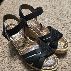 Sam Edelman Black Wedge Sandals
